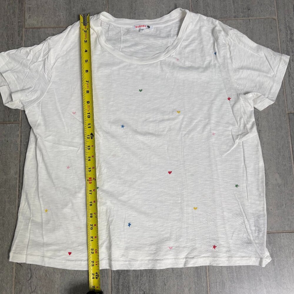 Sundry Multicolor Hearts & Stars Vintage Crewneck Short Sleeve Tee White 1/Small - Picture 6 of 8